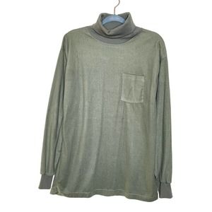Sasquatch L Mens Gray Long Sleeve Chest Pockets Mock Neck Pullover Sweatshirt